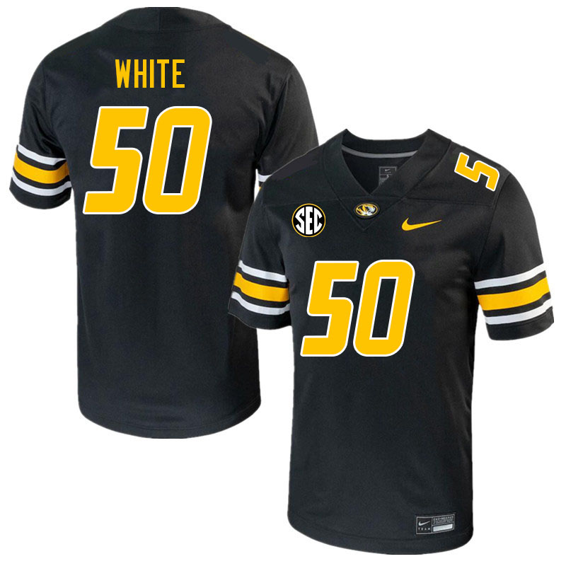 Men #50 Hyrin White Missouri Tigers College 2023 Football Stitched Jerseys Sale-Black